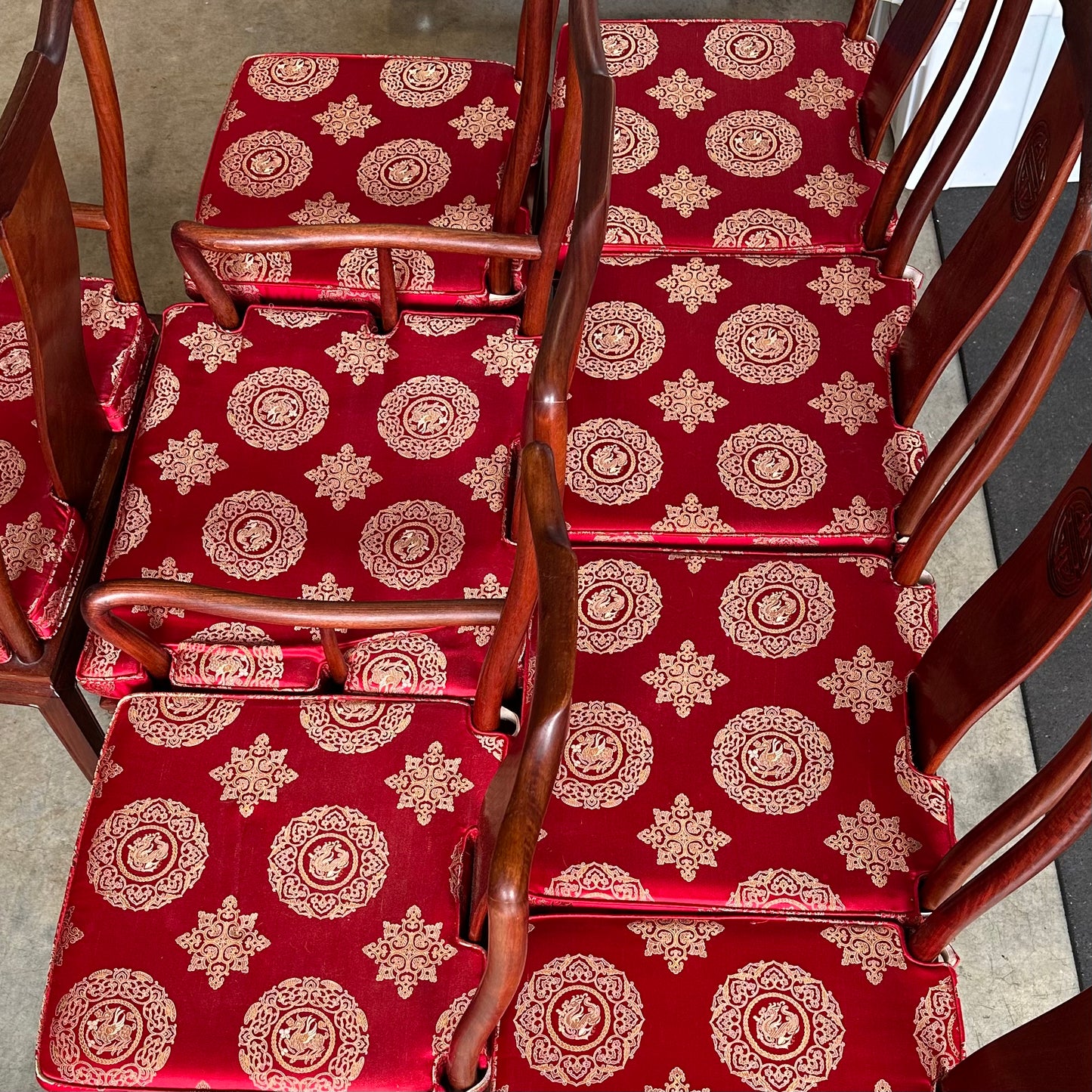 Vintage Solid Rosewood Ming Styled Oriental Dining Chair Set of 8