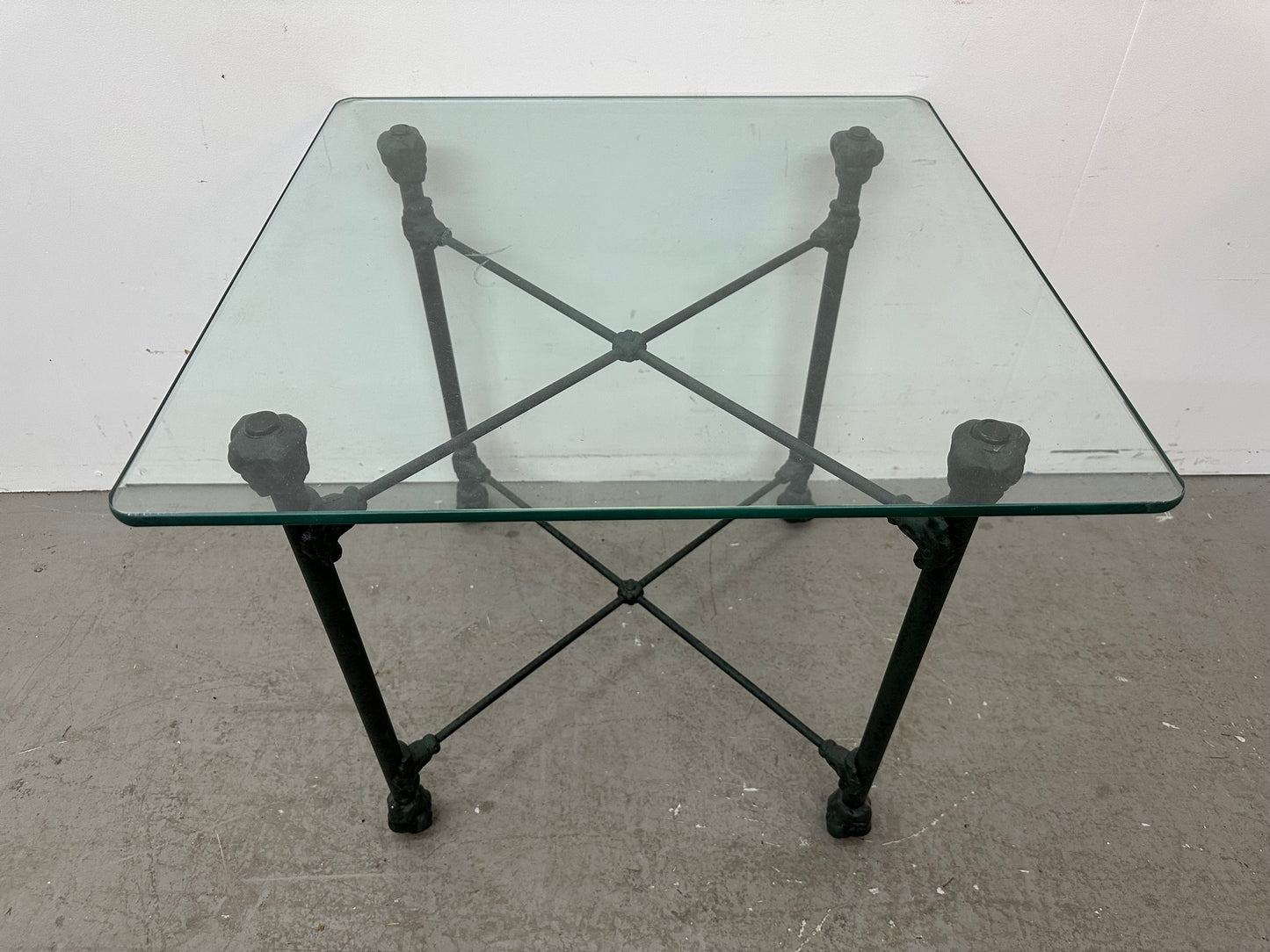 Glass Top iron Base Accent table #1167