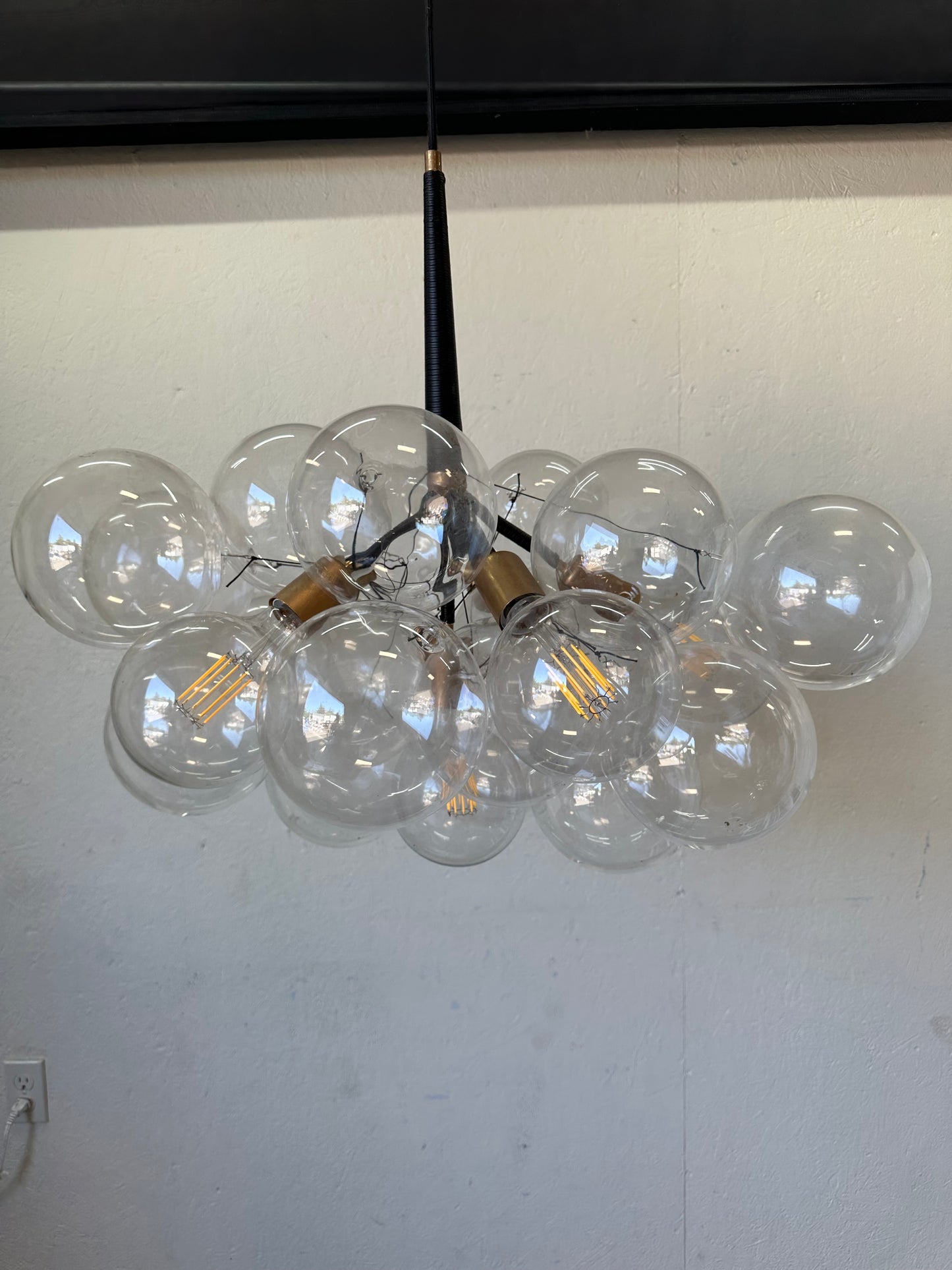 Modern Cluster Bubble Clear Glass Chandelier Gold Mid-Century Dining Room Light Fixture #0576