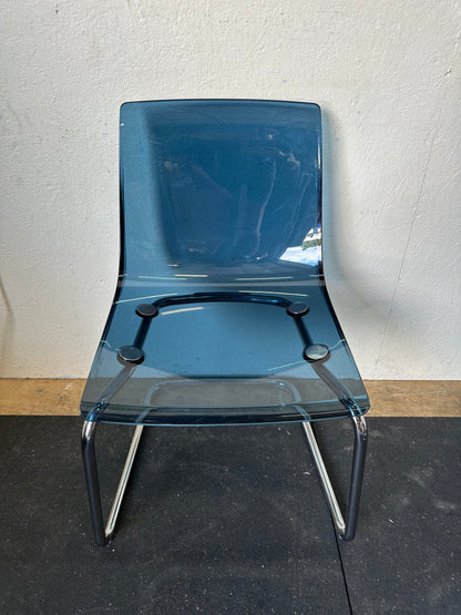 IKEA Tobias Blue Acrylic and Metal Chairs Set of 4 #0620