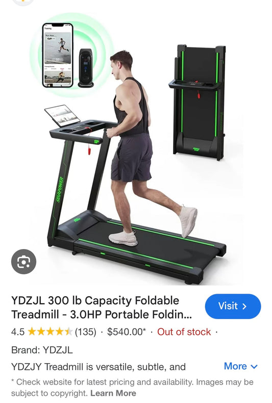 YDZJL 300 Ib Capacity Foldable Treadmill #0695