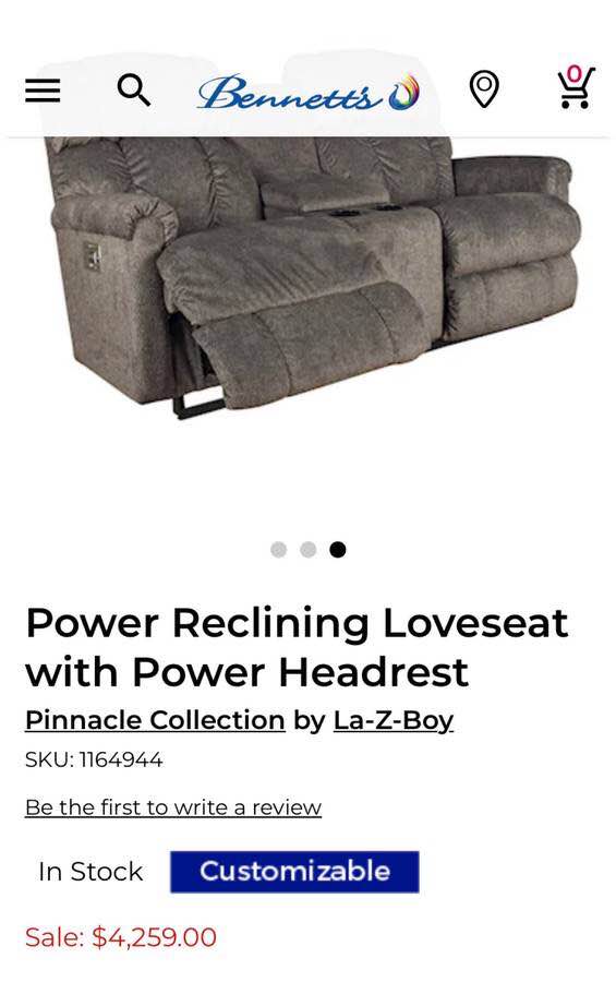 MSRP $4,200 LA-Z-BOY Pinnacle Power Reclining Love Seat Grey Like New + Warranty