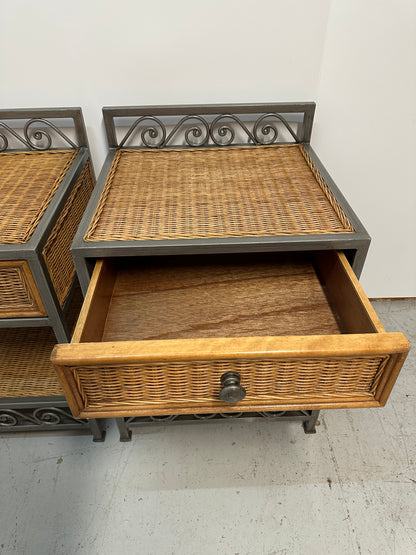Miranda Wicker Iron Nightstand Set #0813