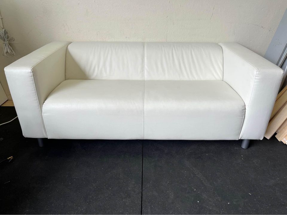 Klippan White Leather Loveseat Modern #0630