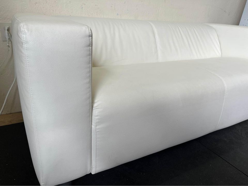 Klippan White Leather Loveseat Modern #0630