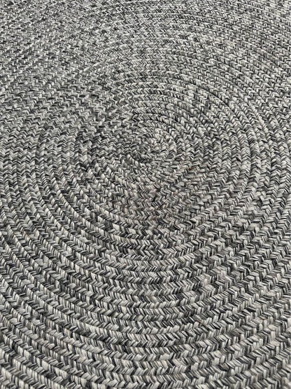 4’ Round Knitted Woven Saloon Carpet Hard Floor Chair Cushion Grey Speckled #0640