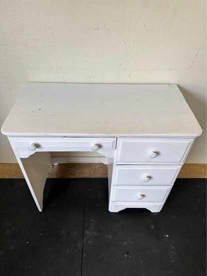 Antique Small Wooden White Desk #0661