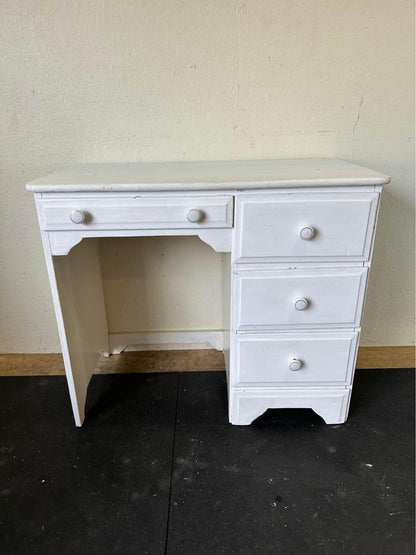 Antique Small Wooden White Desk #0661