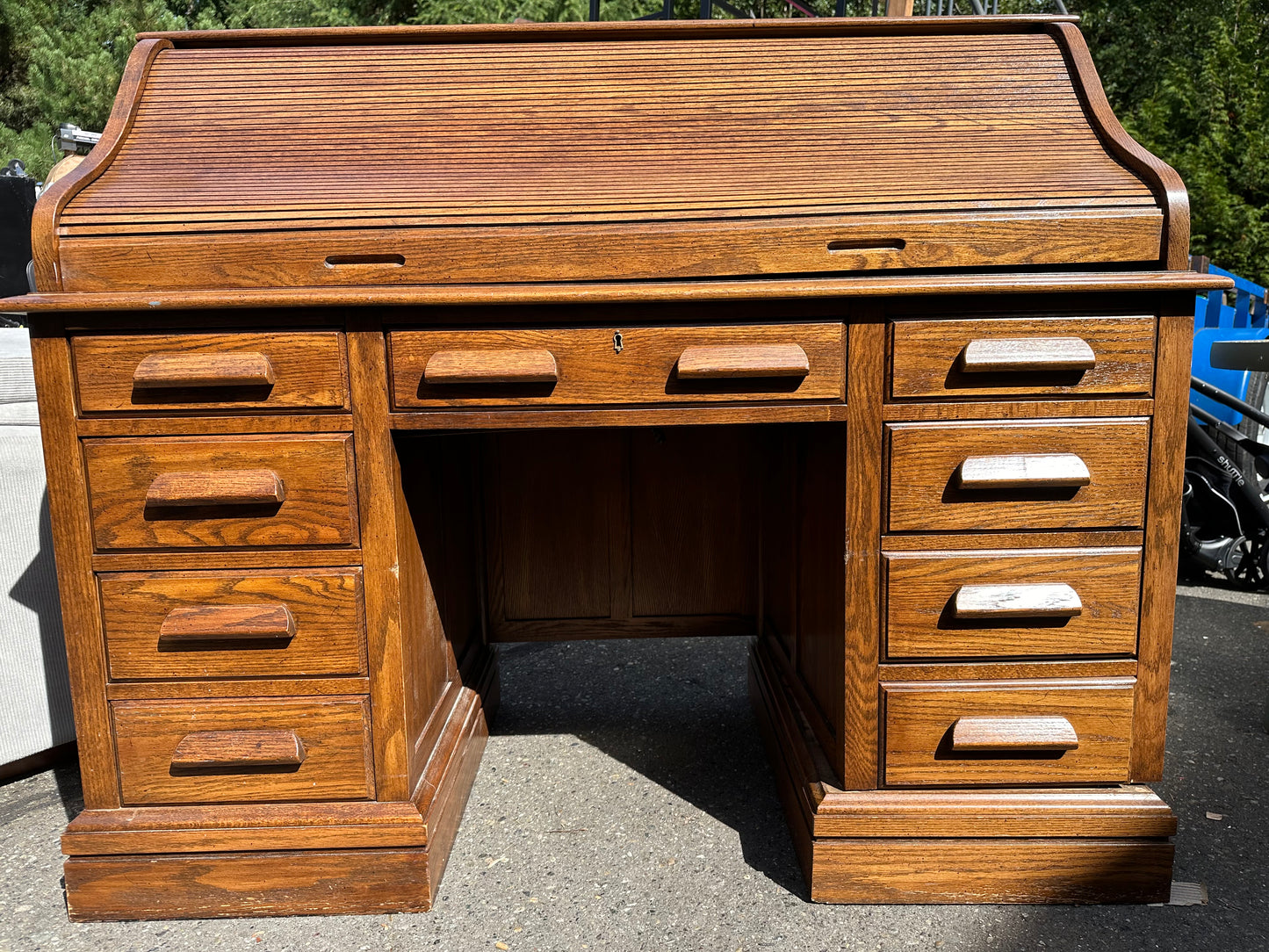 Jasper Cabinet Company Antique Oak Roll Top Desk and Chair #0756