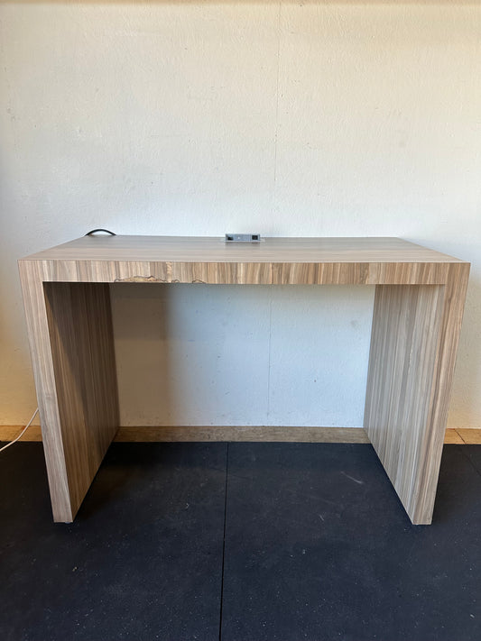 Modern White Oak Veneered Waterfall Desk with Power Outlet #0584