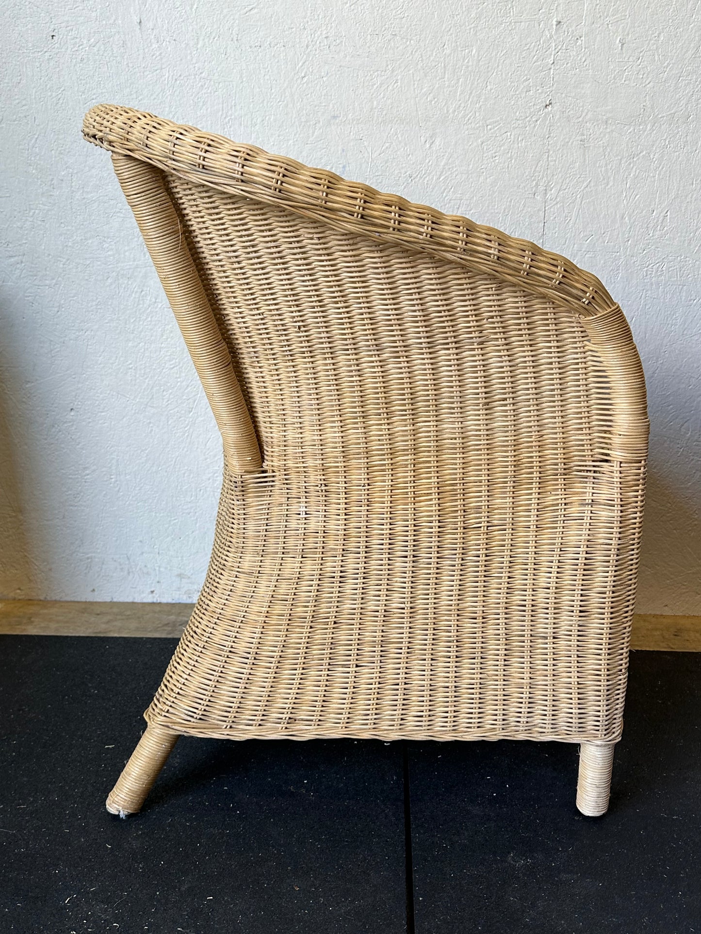 Vintage Woven Wicker Rattan Arm Chair #0375