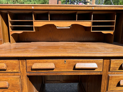 Jasper Cabinet Company Antique Oak Roll Top Desk and Chair #0756