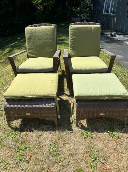 Martha Stewart Living Wicker Reclining Lounge Chair and Ottoman Set #0578