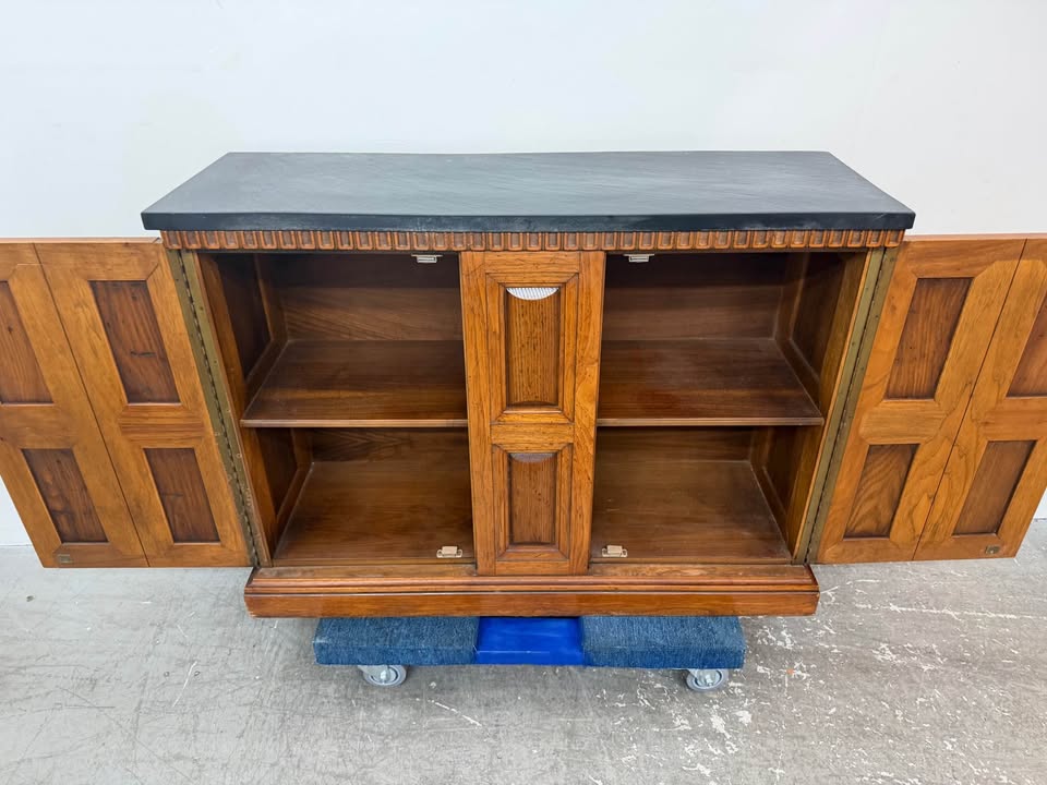 Vintage Henredon Wooden Sideboard with Stone Top