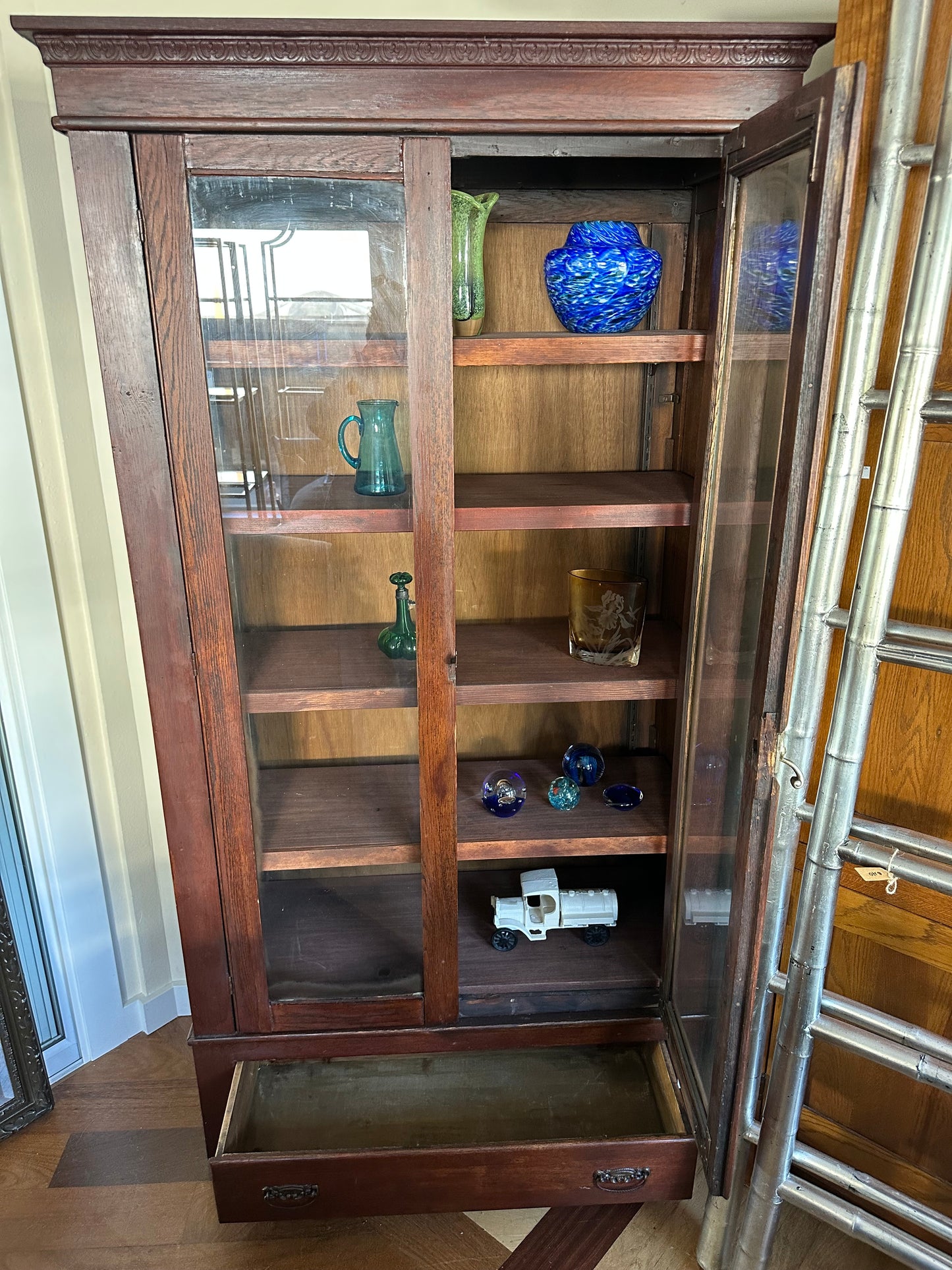 Wood Glass Front Bar Cabinet #0792