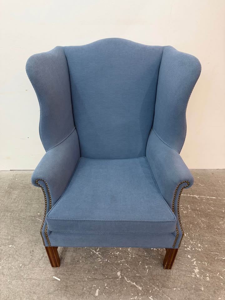 Modern Blue Wingback Armchair