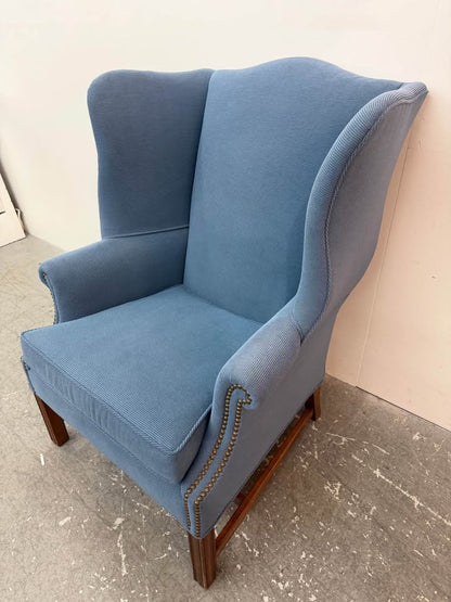 Modern Blue Wingback Armchair