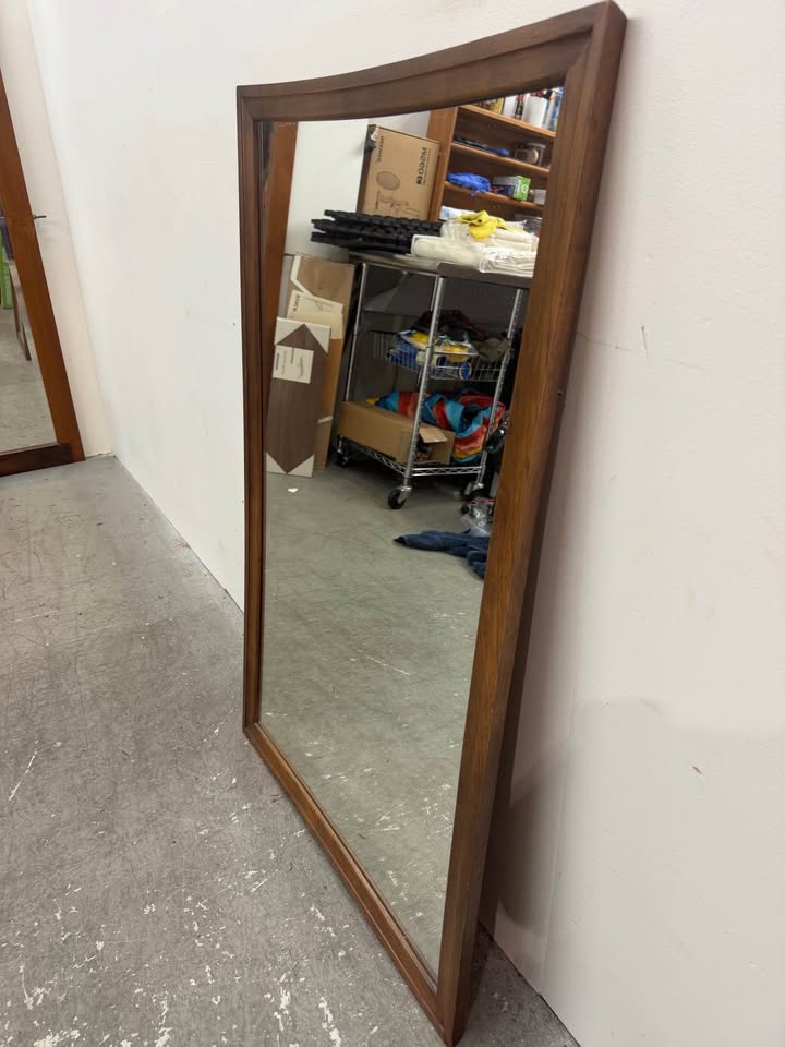 Vintage MCM Rectangle Wood Mirror