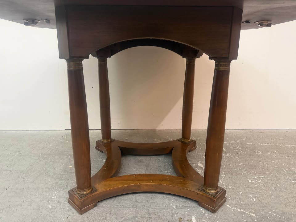 Baker Furniture Polygon Walnut Brass Antique Dining Table
