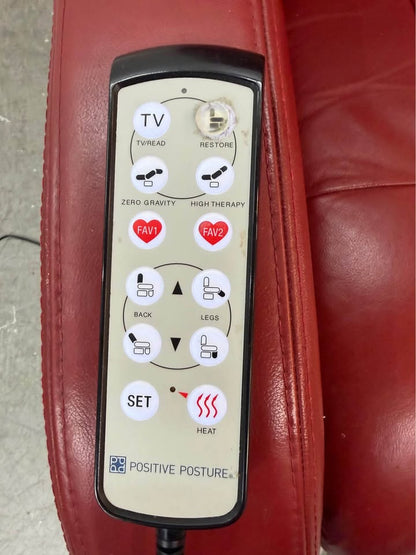Positive Posture Red Leather Power Recliner