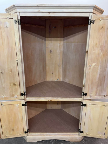 Solid Wood Rustic Pine Corner Cabinet