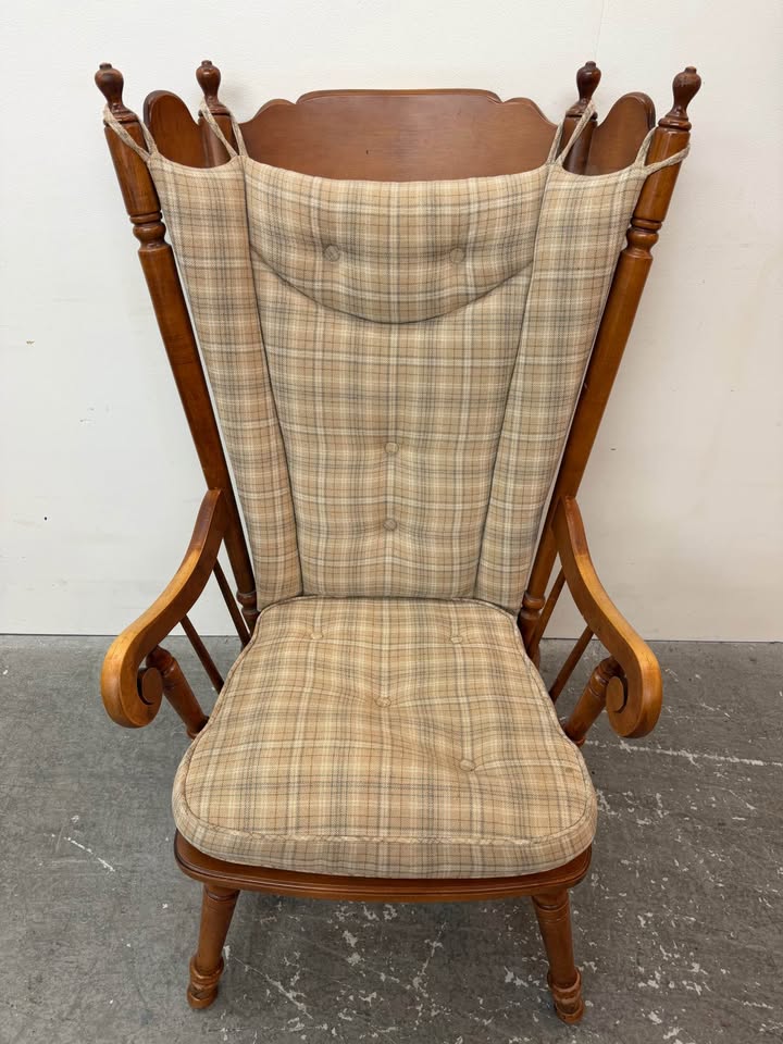 Vintage plaid upholstered armchair