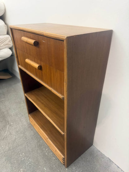 MCM Mahogany/ Rattan and Faux Bamboo Accents
