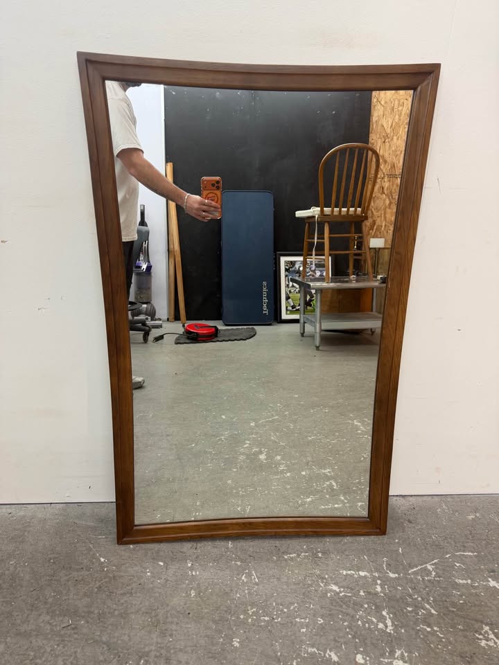 Vintage MCM Rectangle Wood Mirror