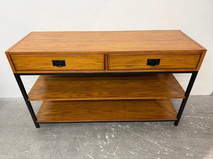 Modern Industrial Wood Metal Console Table With Drawers