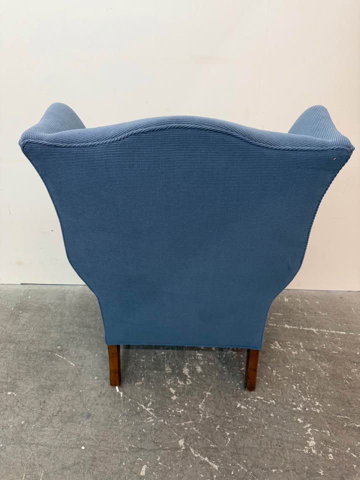 Modern Blue Wingback Armchair
