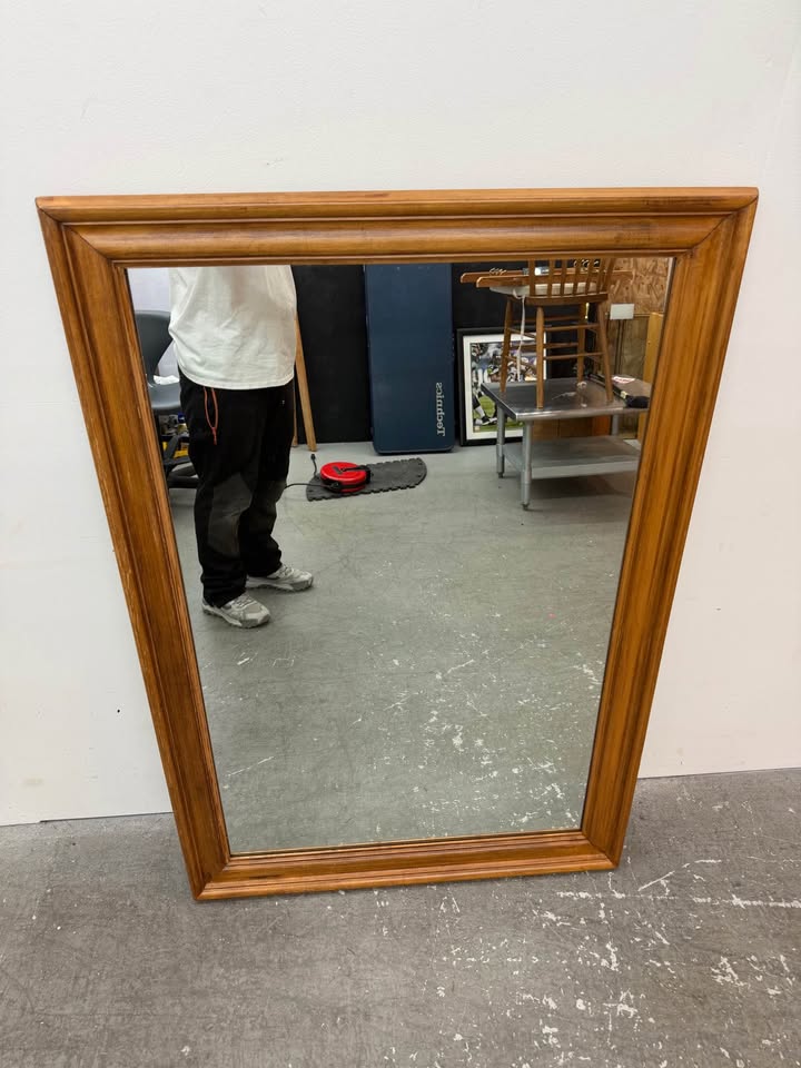 Vintage Rectangle Wood Mirror