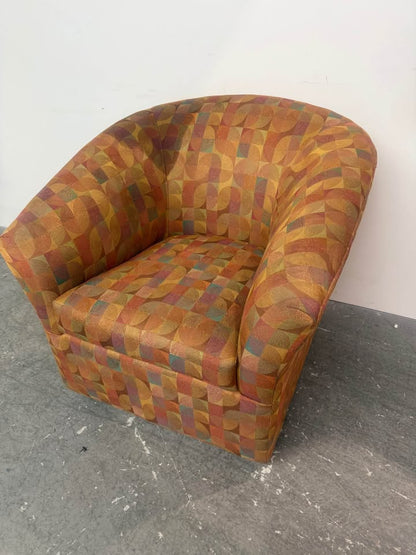 Geometric Pattern Modern Swivel Club Chair