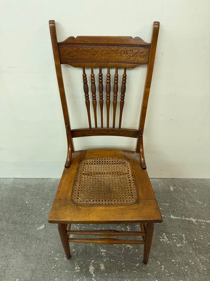 Vintage Wood Cane Seat Chair
