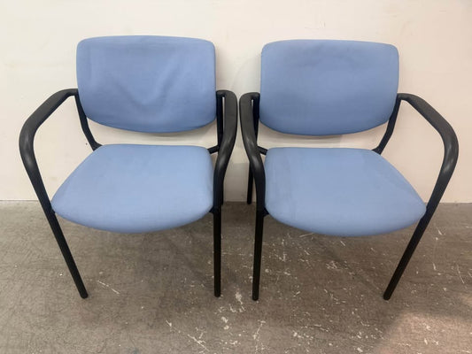 SET OF 2 Light Blue Stackable Guest/Office Chairs