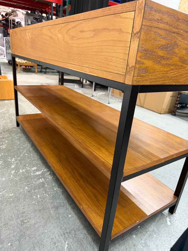Modern Industrial Wood Metal Console Table With Drawers