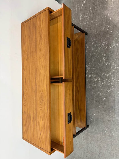 Modern Industrial Wood Metal Console Table With Drawers