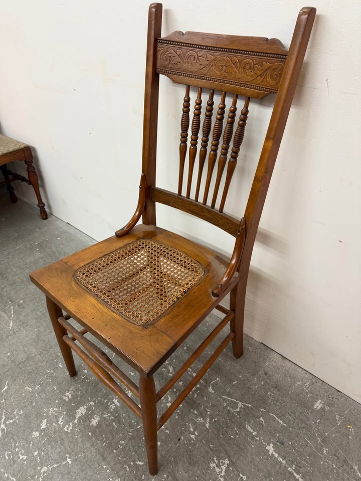 Vintage Wood Cane Seat Chair