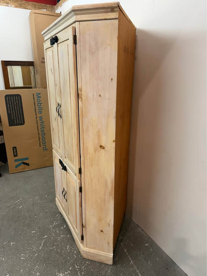 Solid Wood Rustic Pine Corner Cabinet