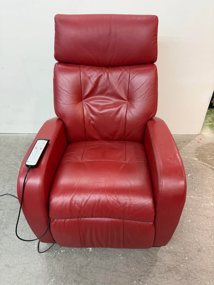 Positive Posture Red Leather Power Recliner