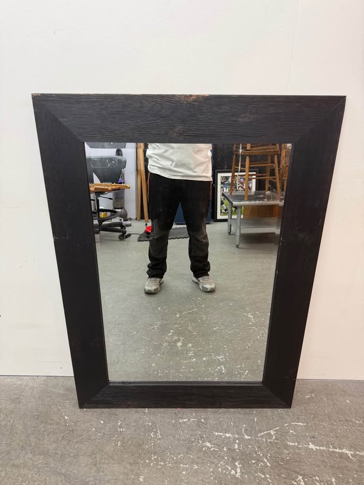 Rectangle Beveled Mirror With Wood Frame
