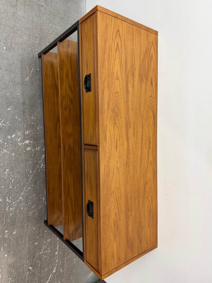 Modern Industrial Wood Metal Console Table With Drawers