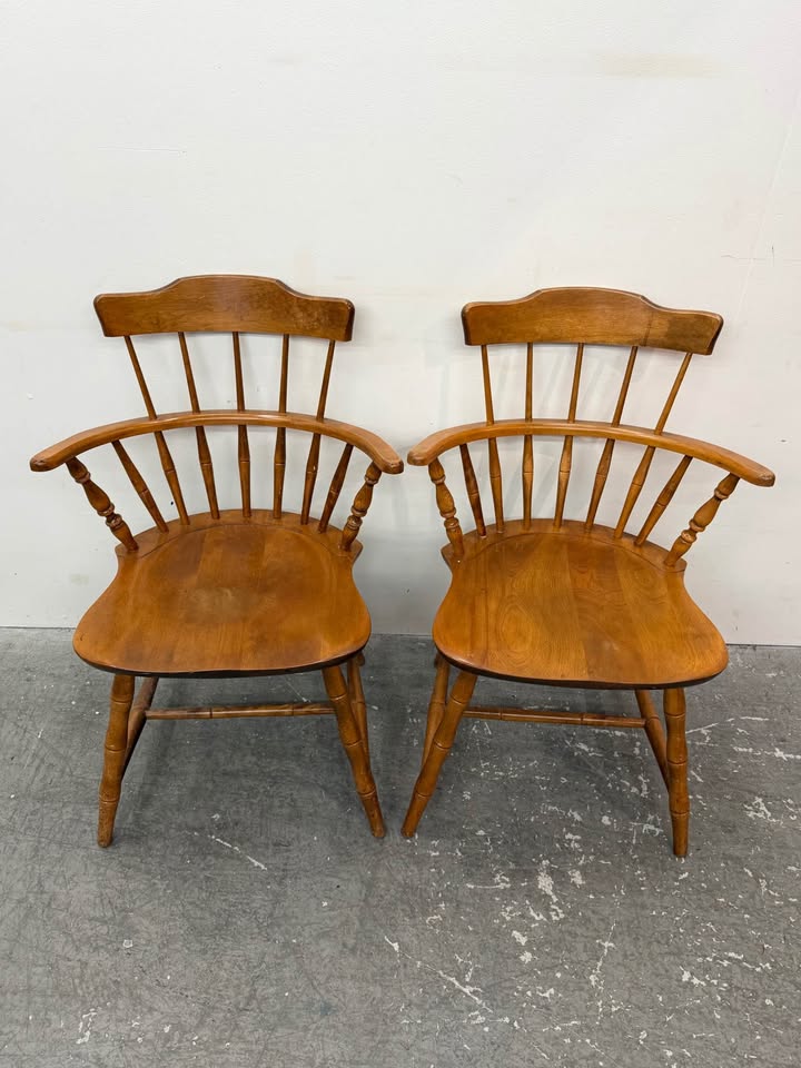 Nichols and Stone Mid Century Wood Windsor Chair set of 2