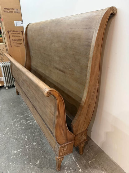 King Size Restoration Hardware Empire Rosette Calking Sleigh Bed