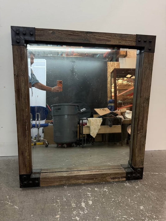 Uttermost Industrial Style Faux Wood and Metal Mirror