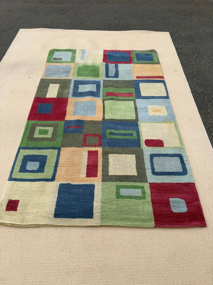 Colorful Geometric Block Area Rug