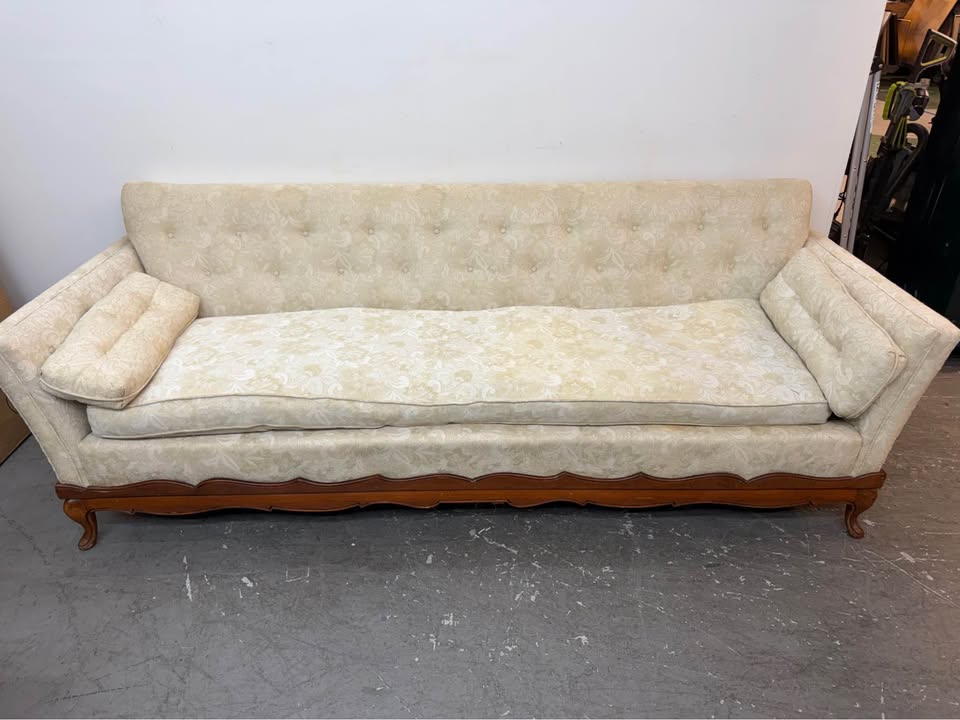 French Provincial Damask Wood Base Sofa