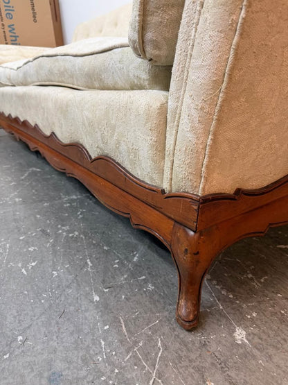 French Provincial Damask Wood Base Sofa