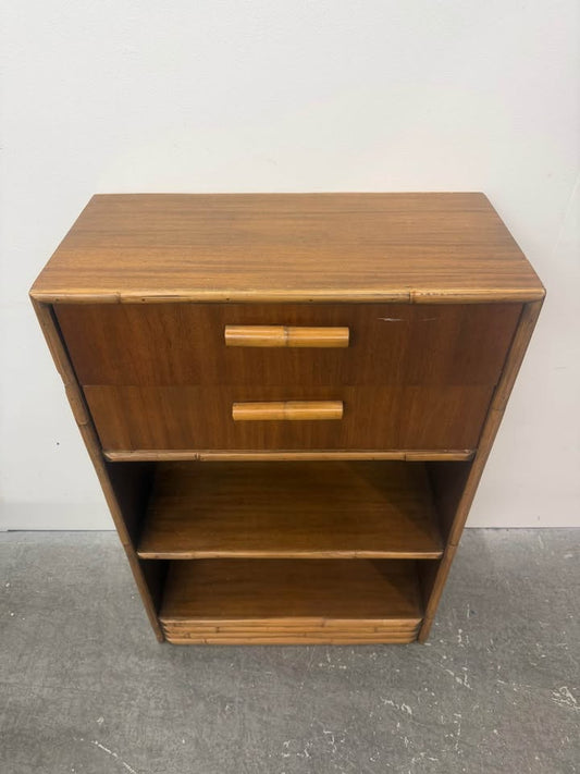 MCM Mahogany/ Rattan and Faux Bamboo Accents