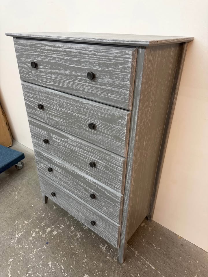 Grey Oak Washed 5 Drawer Dresser