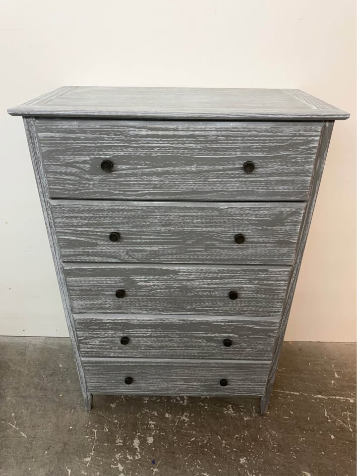 Grey Oak Washed 5 Drawer Dresser